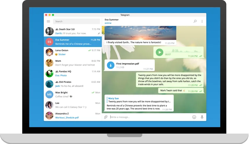 Preview do Telegram para Windows em português